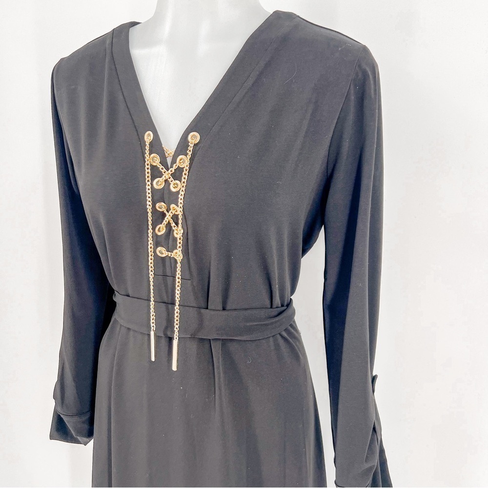 Michael Kors black long sleeve dress with gold chains - Picture 2 of 5